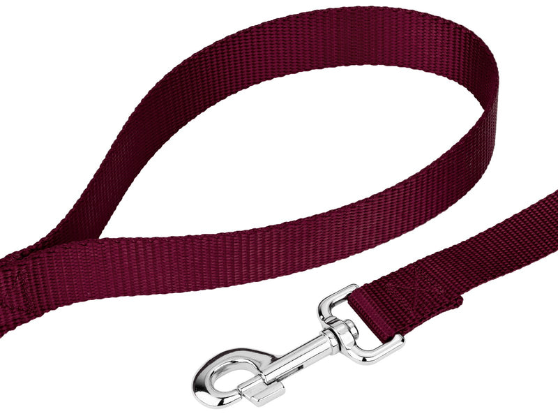 Country Brook Petz - Everyday Nylon Dog Leash - Strong, Durable, Solid Color Leash with Easy to Use Snap - 25+ Colors (1 Inch Wide, 6 Foot, Burgundy) 6 Foot X 1 Inch Wide (Pack of 1) - PawsPlanet Australia