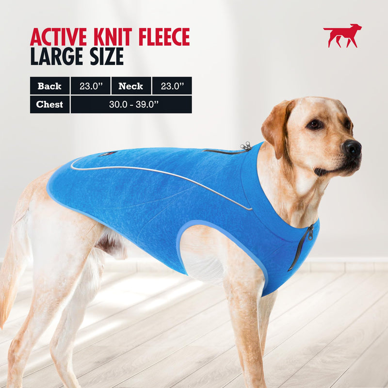 Insulated Fleece Sweater for Dogs | Lightweight Warm Dog Vest | Zipper Port for Harness | Cold Weather Winter Jacket | Rain Snow Repellant Coat | Adjustable for Small Medium Large Male Dogs (Blue/L) Heather Blue - PawsPlanet Australia