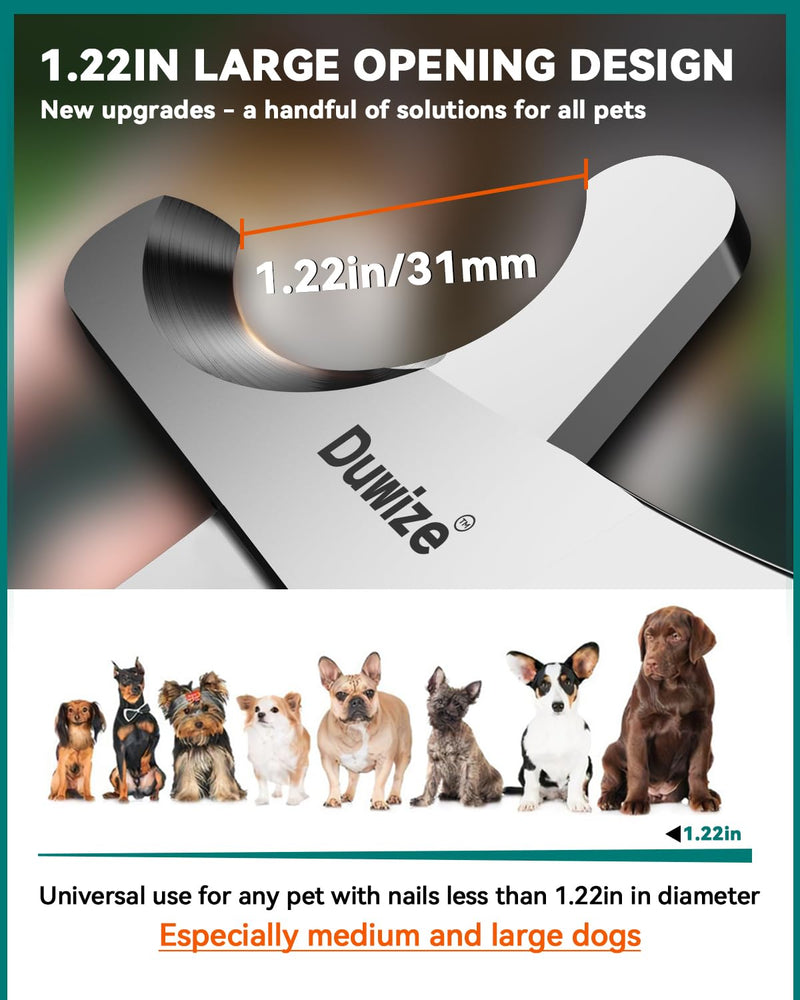 Dog & Cat Nail Clippers - All steel material, 1.22-inch large opening, Built-in Spring, No Hair Pinch, for Medium to Large Dogs and Cats, Free Nail File - Professional Grooming Tool for Pets - PawsPlanet Australia