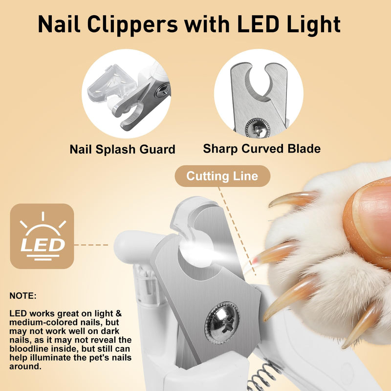 2-in-1 Dog & Cat Paw Hair Trimmer & Nail Clipper with 2 LED Lights, Splash Guard & Safety Lock, Micro Pet Claw Hair Trimmer Shaver for Paws, Ear, Eye, Face, Extra Sharp Rechargeable Grooming Tool - PawsPlanet Australia