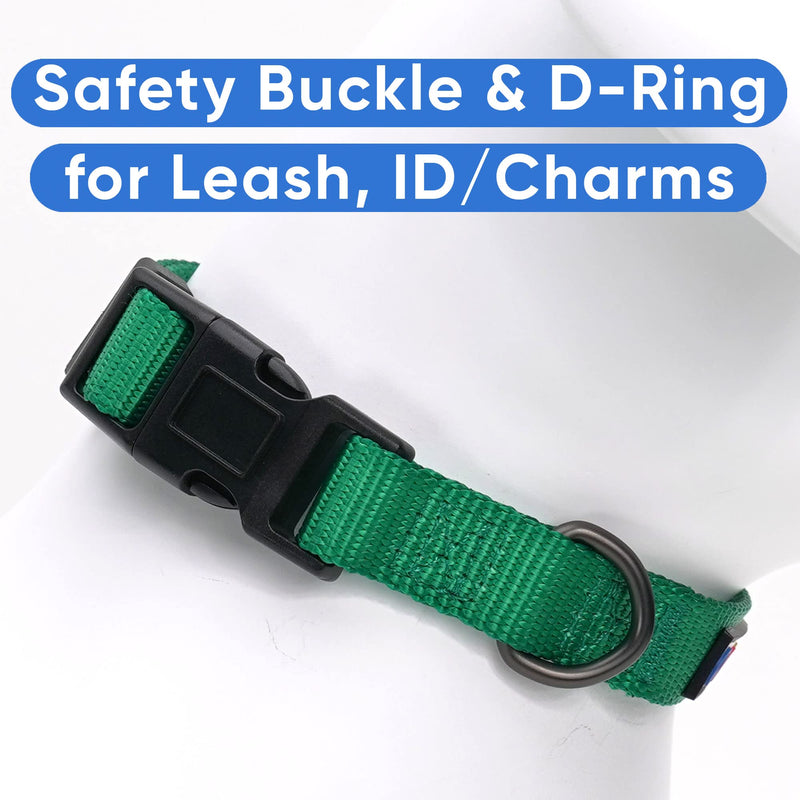 Pawtitas Adjustable Heavy Duty Waterproof Dog Collar with Quick-Release Buckle - Lush Green Collar for Medium Breeds Medium (Pack of 1) - PawsPlanet Australia