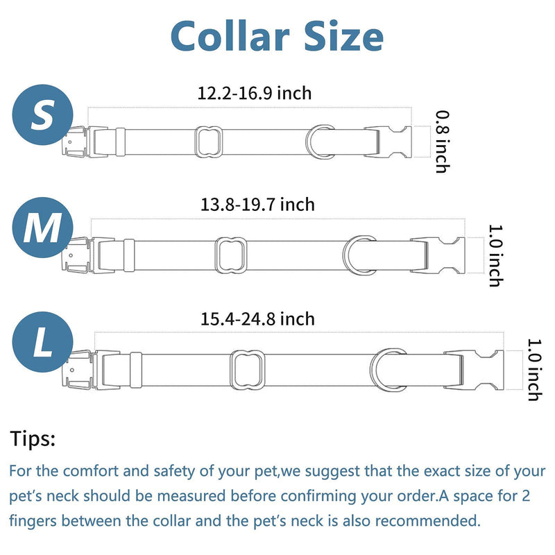 Dog Collar and Leash Set.Soft and Easy to Clean Vegan Leather with Rose Gold Metal Buckle for Small Medium Large Dogs (Pink, L(15.4”-24.8“) Pink L(15.4"-24.8"）
