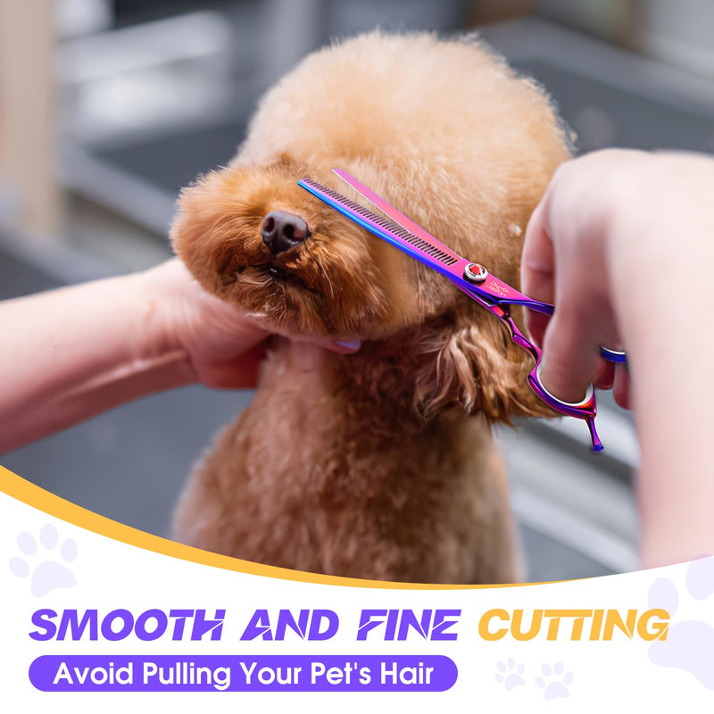 JASON Dog Scissors for Grooming - 7.5" Thinning Scissors for Dog Grooming, Japanese 440C Stainless Steel Blender Shears with Diamond Adjustable Screw (45 Teeth, Purple) Christmas Gift Thinner - PawsPlanet Australia