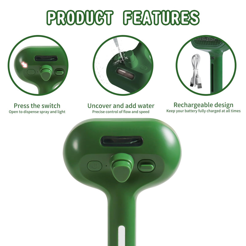 Cat/Dog Deshedding Brush with Water Spray and Steamer - Grooming Tool for Shedding Hair Removal (Christmas Green) Christmas Green - PawsPlanet Australia