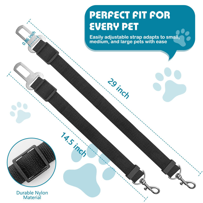 Adjustable Dog Seat Belt for Car, 2 Pack Pet Safety Belts for Vehicles, Heavy-Duty Nylon Puppy Harness Seatbelt Leash for Driving, Universal Fit Seatbelts for Pets in SUV, Truck, Travel, Black - PawsPlanet Australia