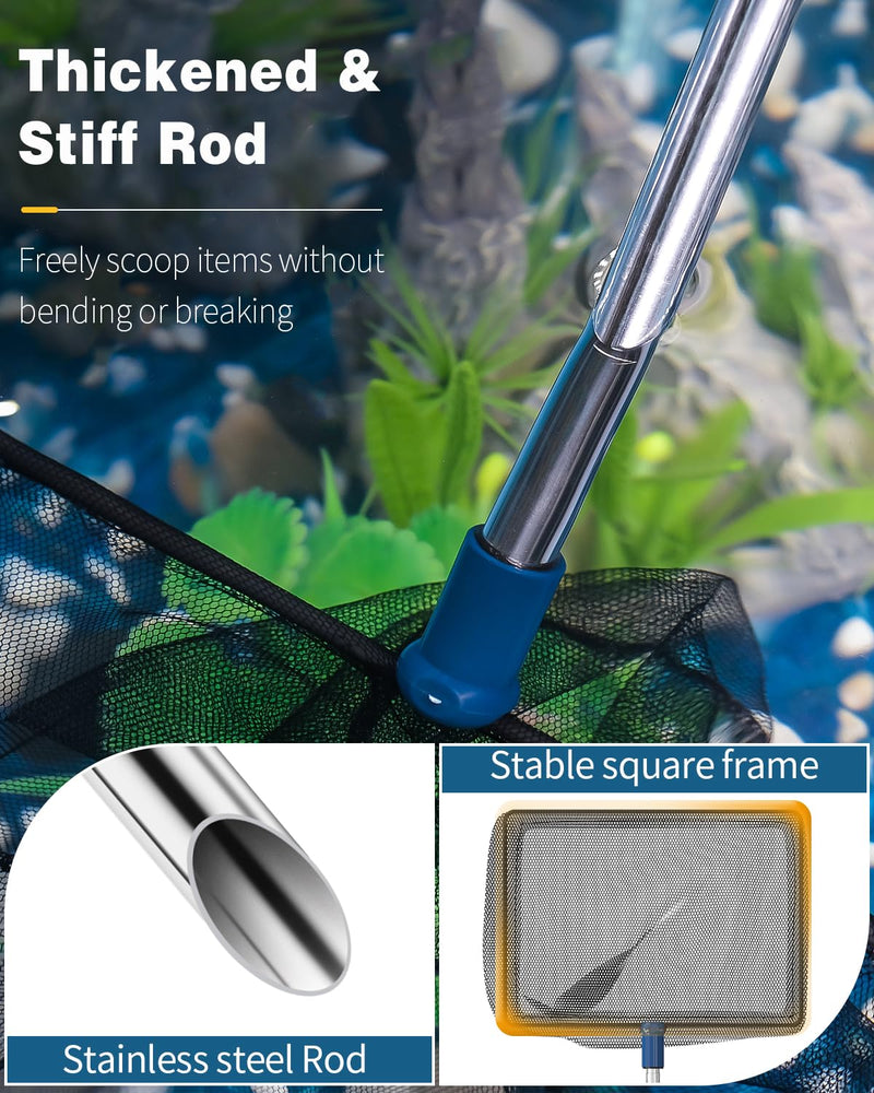 Pawfly Aquarium Fish Net with Extendable 9-24 Inch Long Handle for Betta Fish Tank Small Koi Pond and Pool 8 Inch