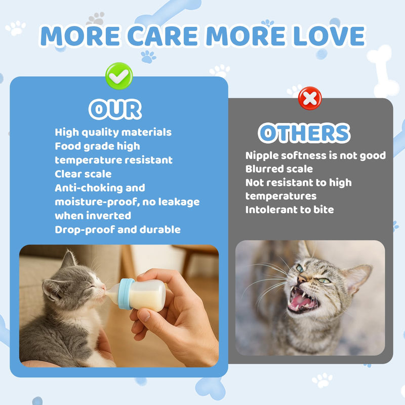 Kitten Bottle Feeding Kit, 3 Nipples and 1 60mL Bottle, Beige Kitten Baby Bottles for Nursing Newborn, Kitten Nursing, Bottles with Nipples - PawsPlanet Australia