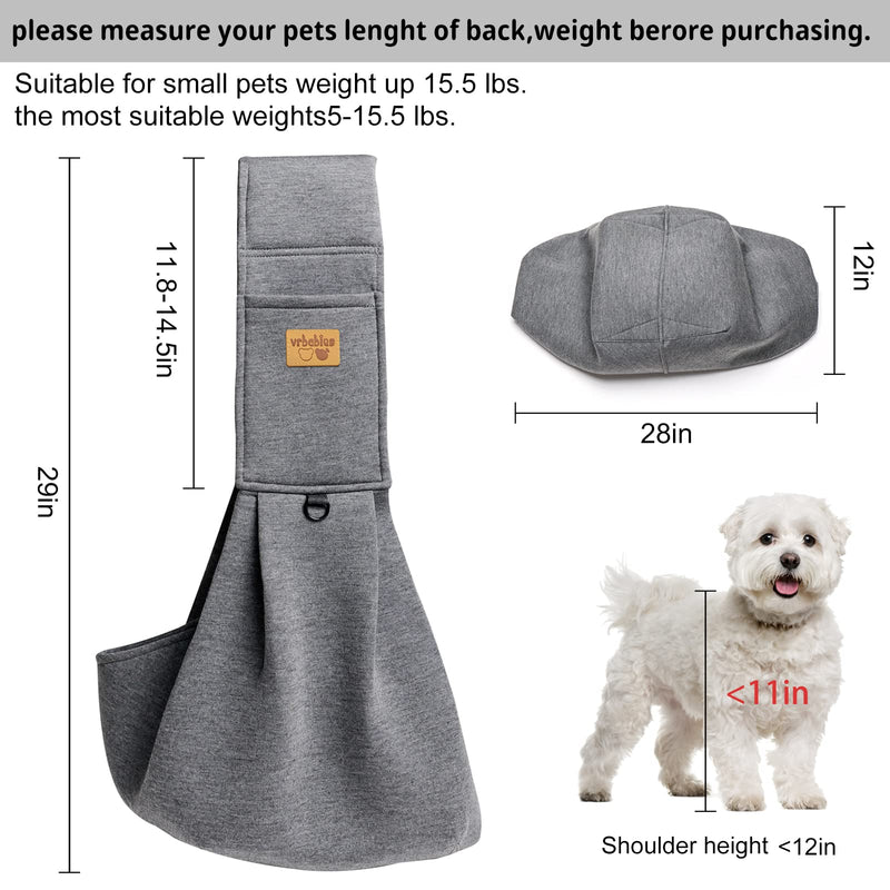 Dog Sling Hands Free Dog Sling Carrier Adjustable Strap Dog Carrier Sling Soft Cotton Dog Carrier Bag Dog Carriers with Pocket for Travel Outdoor(Dark Grey) Thick straps Dark Grey - PawsPlanet Australia