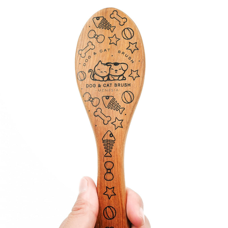 Pet Soft Brush with Wood Handle and Boar Bristle Hair - Soft Cat and Dog Grooming Brush for Short Hair Cats and Small Dogs - Gentle Massage and Dandruff Removal (Cat)