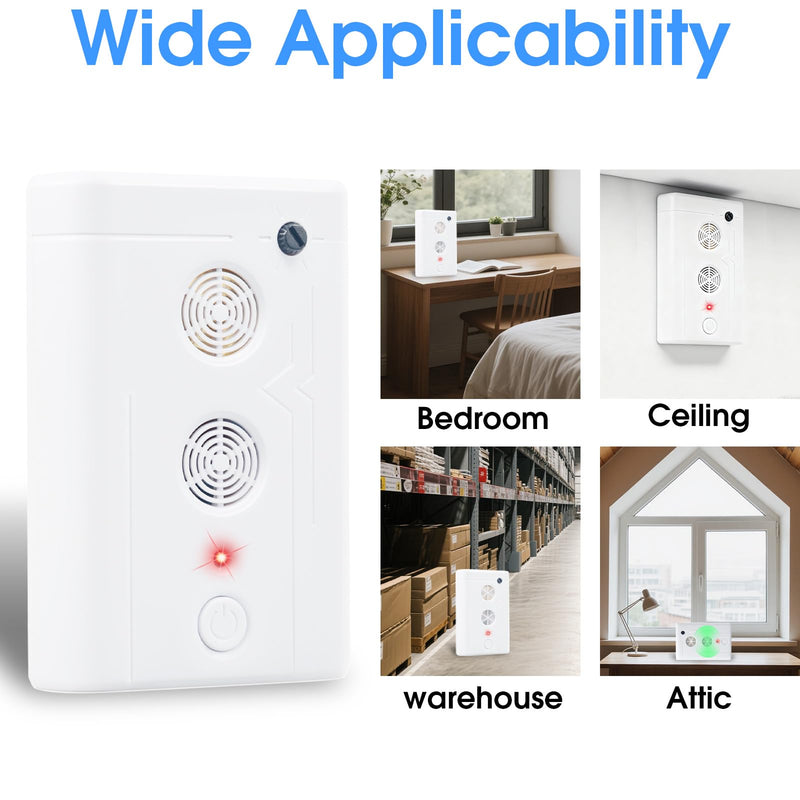 4 Pack Upgraded Bat Repellent Deterrent Devices for Attic, Ultrasonic Bat Repellent for Indoor Use, Plug in Bats Deterrent System Keeps Bats Away from Attics, Farms and Warehouses White 4