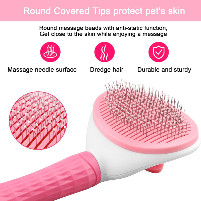 3 Piece Pet Grooming Kit – Self Cleaning Dog Brush, Professional Nail Clippers with Quick Sensor & Safety Lock, Plus Nail File – Ideal for Cats, Dogs, Puppies (Pink) Pink - PawsPlanet Australia