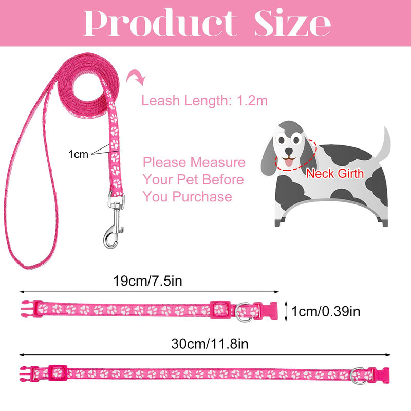 BOUMUSOE 2 Packs Dog Collar and Leash Set, Puppy Collar and Lead Set Quick Release Buckle Adjustable Paw Print Puppy Collar Soft Nylon Pet Collar for Puppy Small Dogs - PawsPlanet Australia