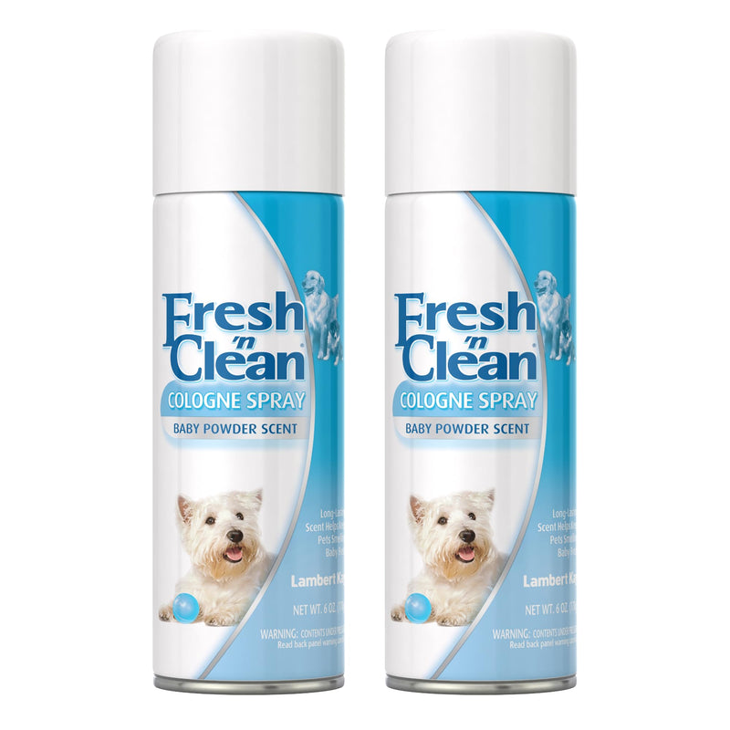 PetAg Fresh ’n Clean Cologne Spray - Baby Powder Scent - 6 oz, Pack of 2 - Controls Odor & Keeps Dogs Smelling Fresh