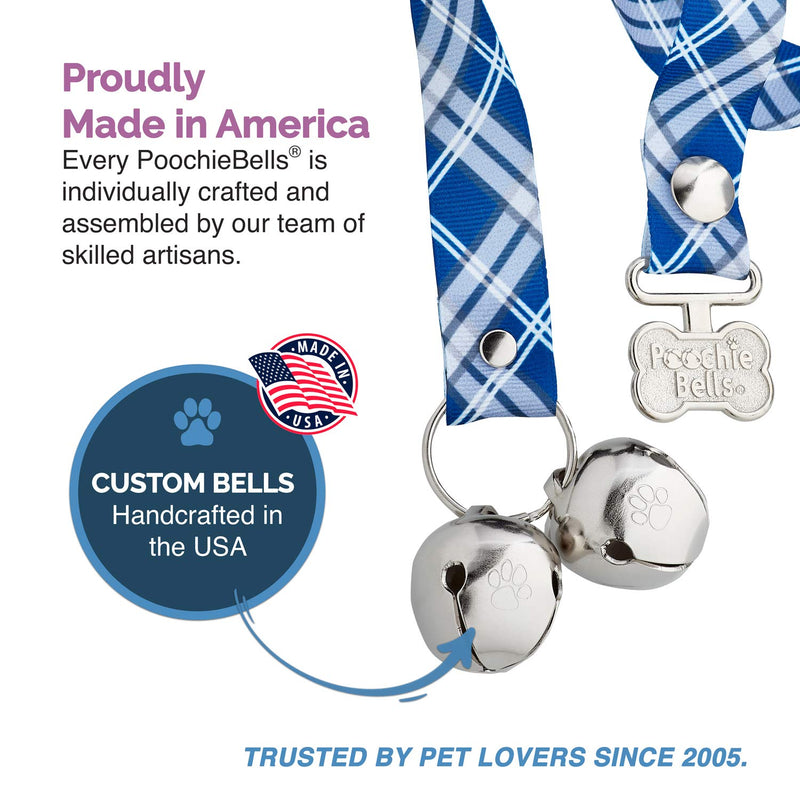 PoochieBells Handcrafted Dog Doorbell for Potty Training – Easy & Quick, Doggie-Safe USA-Made Dog Door Bell with Perfect Sound, Dog Trainer-Recommended for Over 20 Years, Starry Night Plaid - PawsPlanet Australia