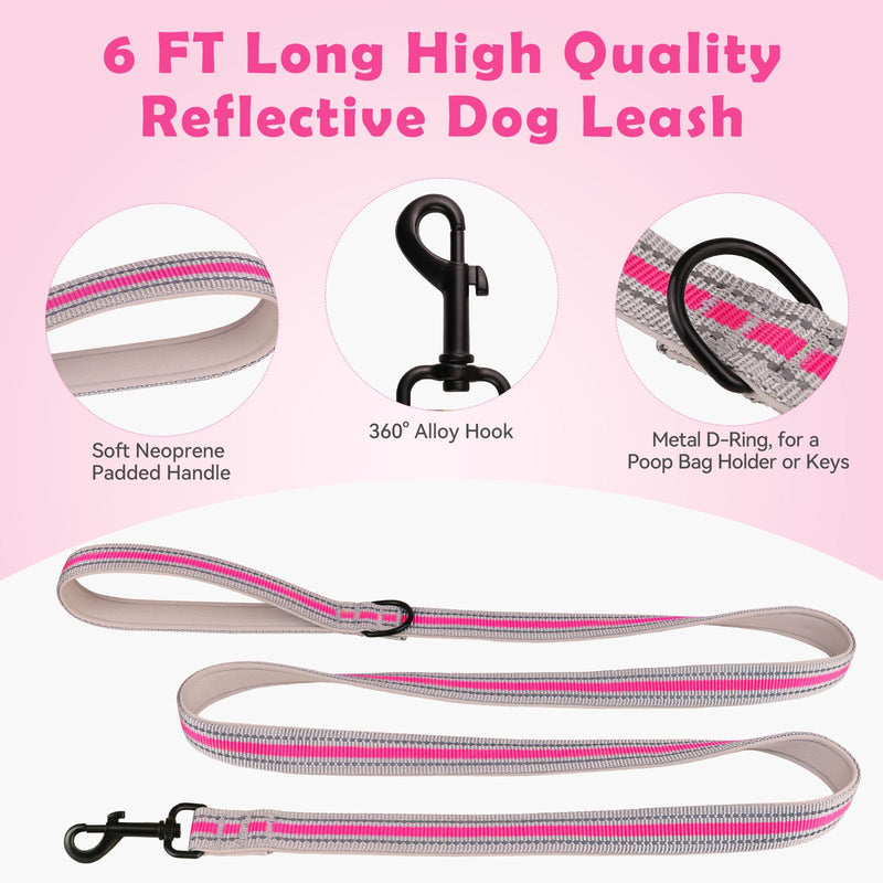 Martingale Collar for Dogs,Soft Neoprene Padded Reflective Martingale Collar and Leash Set Safety Buckle Nylon Martingale Collar for Puppy(Hotpink&XS) XS Hotpink - PawsPlanet Australia