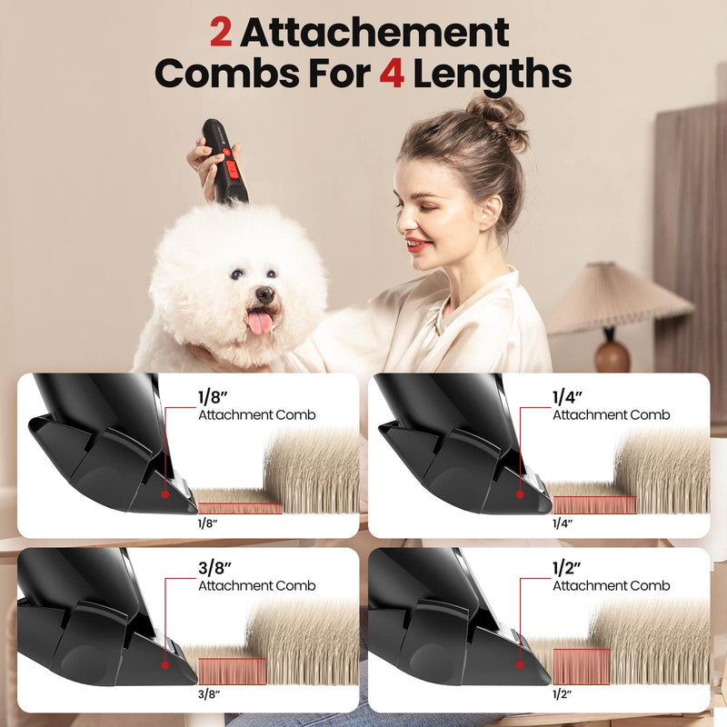 DOG CARE Ceramic Detachable Blade Dog Clipper, Low Noise, Professional Cordless Rechargeable Hair Trimmer for Grooming, Trimming, Clipping, Black