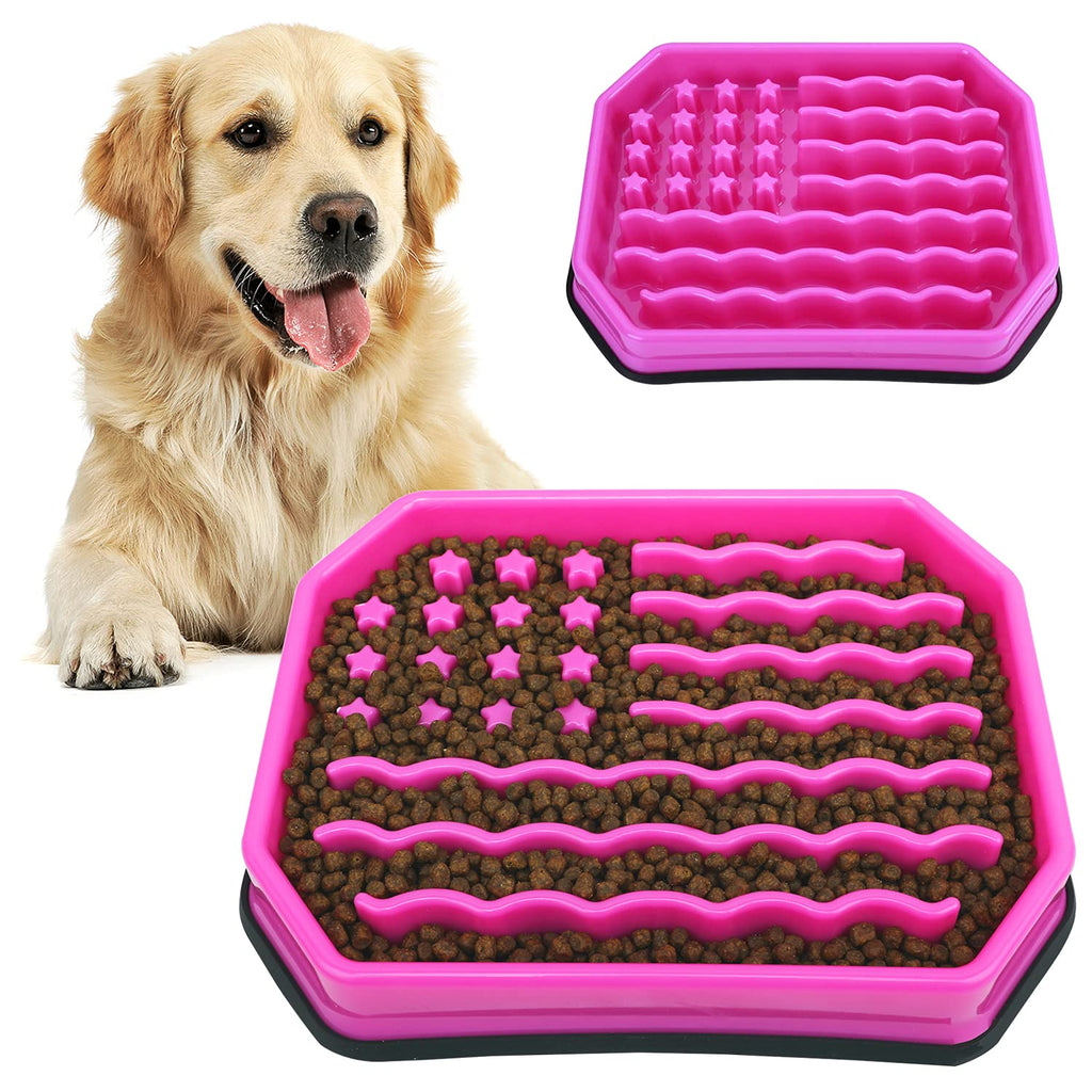 Dog Bowls Slow Feeder, Dog/Cat Puzzle Feeder Bloat Stop to Slow Down Eating,Large Medium Small Breed & Puppy Dog Slow Feeder Bowl (Star Pink)