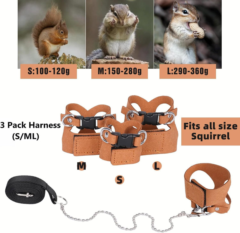 3PC Bearded Dragon Harness Leash Set Adjustable Soft Suede Leather Vest Harness with Traction Rope Outdoor Walking Escape-Proof for Reptile Lizard Squirrel Ferret (Brown) Brown - PawsPlanet Australia