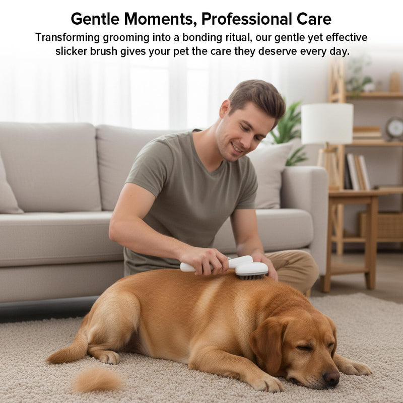 Cat Brush for Shedding, Industry-First Adjustable Cat Brushes for Indoor Cats, Self-Cleaning Slicker brush, 264 Skin-Friendly Needles for Long or Short Haired Dogs, Perfect for Deshedding & Massaging White