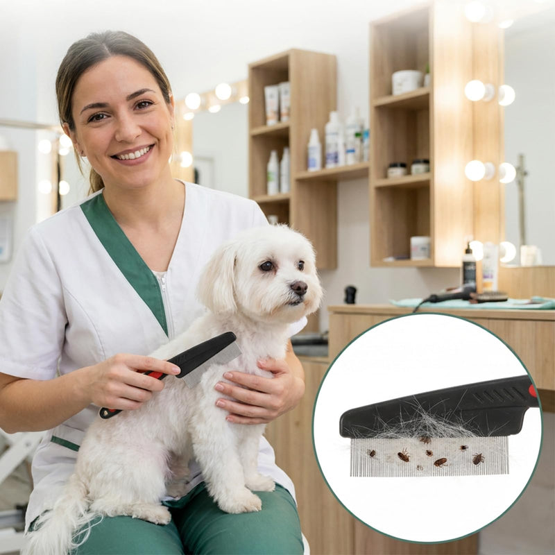 2 Pcs Flea Brush for Cat Dogs, Removal Flea and Tick Comb, Fine Tooth Stainless Cleaning Massage Brush for Dog Cat (Red)