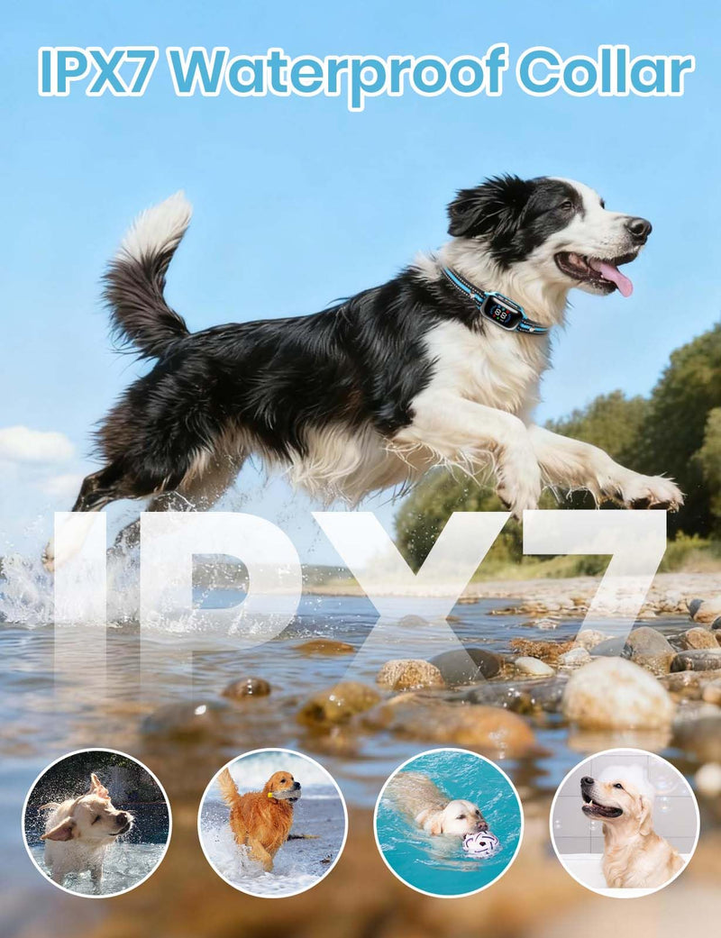 Smart 2-in-1 Dog Shock and Bark Collar - AI Anti-Misoperation, 3300FT Remote Training Collar, IPX7 Waterproof, 4 Modes (Tone, Vibration, Safe Shock, Auto Anti-Bark) for Dogs Blue - Blue - PawsPlanet Australia