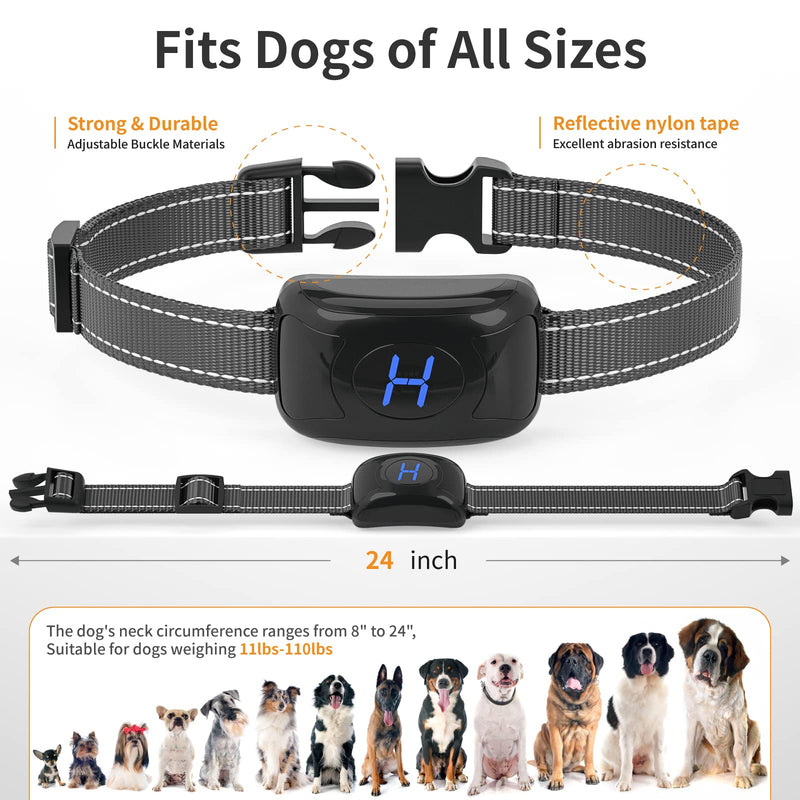 2 Pack No Shock Vibration Bark Collar for Large & Medium Dogs - Safe & Humane Dog Bark Collar with Beep & Vibration, 3 Adjustable Sensitivity Levels, 100% IPX7 Waterproof Black and Black