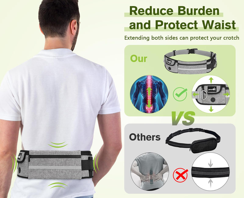Pecute Hands Free Dog Leash with Pouch, Waist Belt Fanny Pack with Soft Padds, Dual Padded Handles and Durable Bungee for Walking, Hiking, Jogging Biking, and Running (Up to 220lbs) Grey 2.0 - PawsPlanet Australia