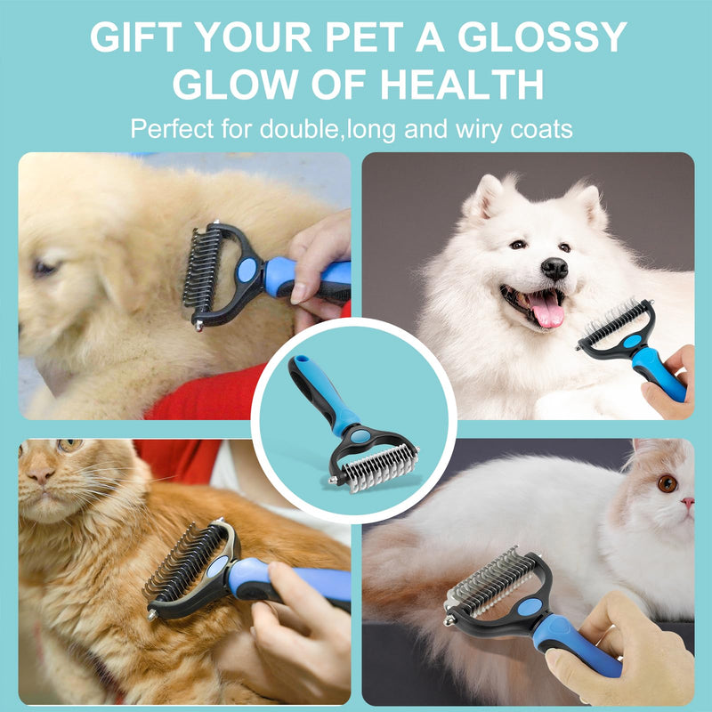 Pet Grooming Set-Pet Hair Remover Roller and Double Sided Undercoat Rake for Dogs & Cats, Lint Roller for Pet Hair, Deshedding Brush and Dematting Tool - PawsPlanet Australia