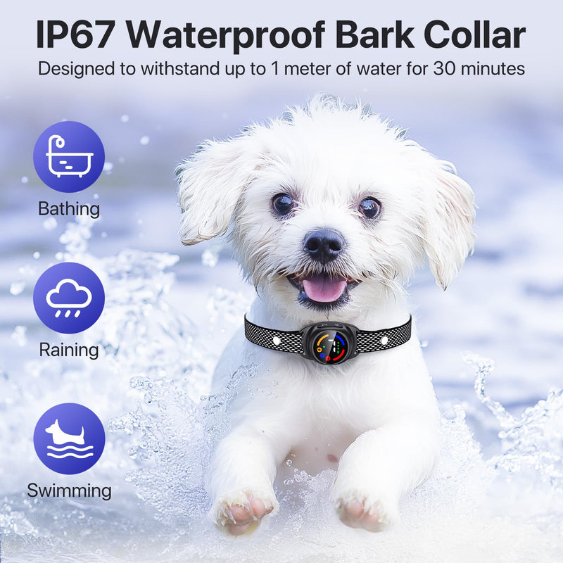Bark Collar for Small Medium Dogs, Dog Bark Collar with Beep Vibration, IP67 Waterproof Rechargeable Barking Collar with 7 Adjustable Sensitivity (Classic Black) Classic Black