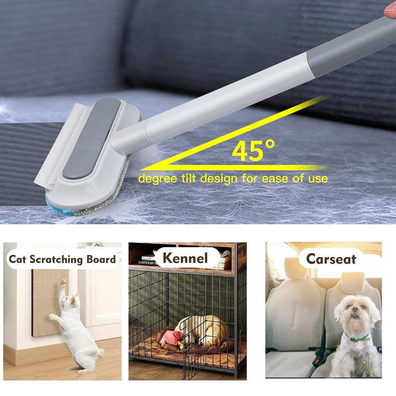 4 in 1 Pet Hair Remover, Reusable, Effective Cat and Dog Hair Removal Cleaning Tool with 17-Inch Extra Long Handle Multifunctional Fur Lint Brush for Couch, Furniture, Carpet, Clothes, Bedding - PawsPlanet Australia
