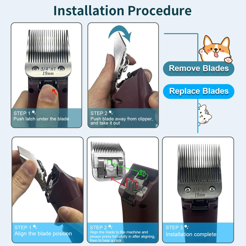 3/4" HT（63980） Blade Dog Grooming Clipper Replacement Blades Compatible with Andis Dog Clippers,Detachable Stainless Steel Blade,Size-3/4 HT, Cut Length 3/4-Inch 3/4-HT - PawsPlanet Australia