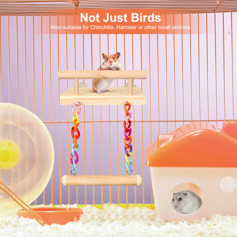 Bird Perches Cage Toys Parrot Wooden Platform Play Gyms Exercise Stands with Acrylic Wood Swing Ferris Wheel Chewing for Animals Green Cheeks, Baby Lovebird, Chinchilla, Hamster Budgie Platform+Swing - PawsPlanet Australia