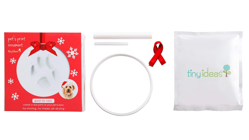 Tiny Ideas Christmas Paw Print Ornament Kit, DIY No Bake No Mess Holiday Keepsake, Dog or Cat Christmas Ornament, Pet Memorial Keepsake Round Paw Print Ornament - PawsPlanet Australia