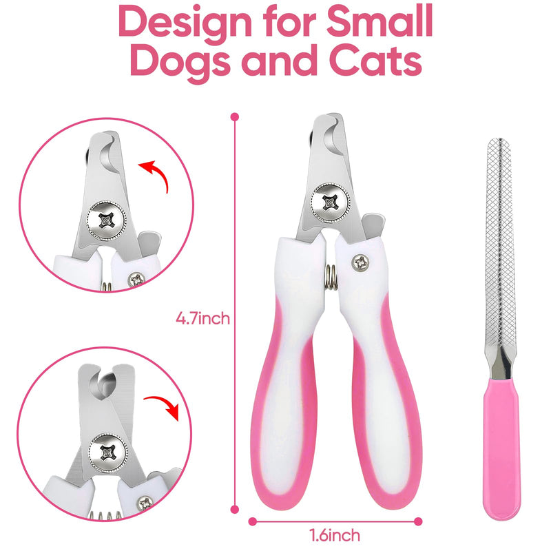 Dog Grooming Scissors with Safety Round Tip Pet Grooming scissors Kit Dog Shears kit Incudes Thinning Curved Straight Grooming Scissors Nail Clippers Nail File and Comb for dogs cats Pink 7 in 1 - PawsPlanet Australia