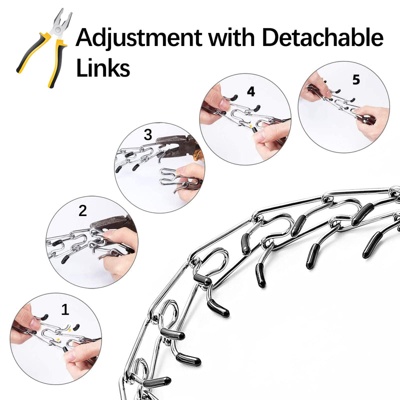 Dog Prong Collar, Adjustable Choke Collar for Dogs, High-Strength Metal Collar with Comfort Rubber Tips, for Small to Large Dogs, Gold B Medium - PawsPlanet Australia
