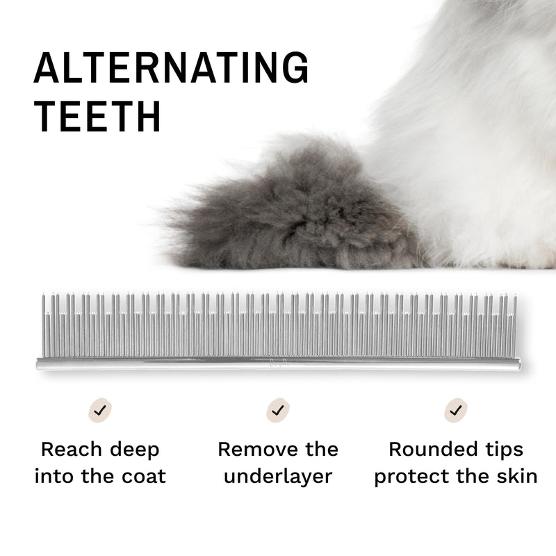 Eye Envy ProGlide 6" Cat Comb. Deshedding and Detangling Comb. Removes undercoat, shedding hair, tangles and knots. Prevents matted fur. Gentle rounded pins of two lengths