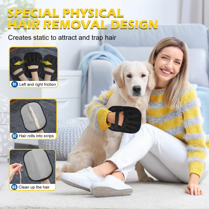 2-Pack Pet Hair Removal Glove for Cats & Dogs, 2025 Upgraded Five-Finger Electrostatic Pet Hair Remover Gloves, Reusable and Washable Fur Remover Tool for Carpet, Couch, Clothing, Car Seat - PawsPlanet Australia