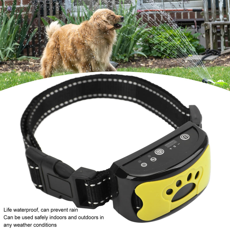 Anti Dog Bark Collar, Dog Barking Collar, USB Rechargeable Vibration Intelligent Recognition Training Collar 7 Sensitivity (Lemon Yellow) - PawsPlanet Australia