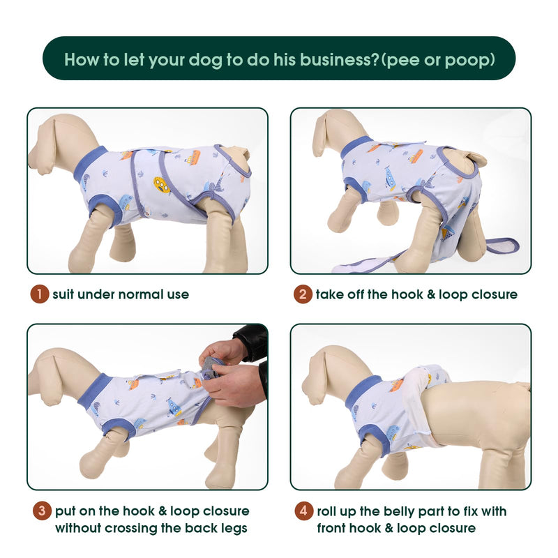Kuoser Dog Surgery Recovery Suit, Dogs Recovery Suits Female Spay and Male Neuter for Post-Op Care, Soft Dog Onesie Surgery Cone alternative Prevent Licking, Boat XXL