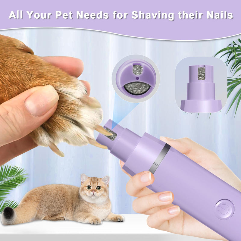 Dog Grooming Clippers Kit-Electric Rechargeable Cat Trimmer Tools-Cordless Quiet Pet Nail Paw Grinder-4 in 1 Multifunctional Low Noise Shaver-Razor for feet Face Ears Toenail Eye Purple - PawsPlanet Australia