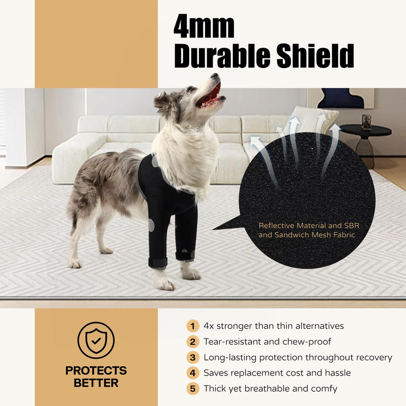 Dog Recovery Suit, Medical Cone Alternative, Abrasion Resistant Dog Recovery Sleeve, Washable 3mm Thick and Waterproof, Pet Wounds Prevent Licking, Bite, Being Wet, and Keep Dry XL Front Both Leg Sleeves