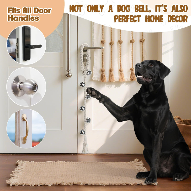 Dog Bells to Go Outside - RAINFLOW Dog Door Bells for Potty Training,Adjustable Potty Bells for Dogs,Handmade With Polyester Cotton,Comes for Puppies Dogs Doggy Doggie Pooch Pet Cat Pet Supplies Beige - PawsPlanet Australia
