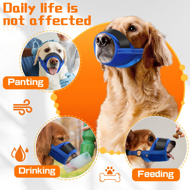 Dog Muzzle, Soft No Barking Bite Mesh Muzzles for Large Sized Dogs Anti Chewing, Breathable Muzzle for German Shepherd Labrador/Golden Retriever, etc, Suit for Grooming Vet Allows Panting Drinking Blue XL(Circumference:7.8''-11''in) - PawsPlanet Australia