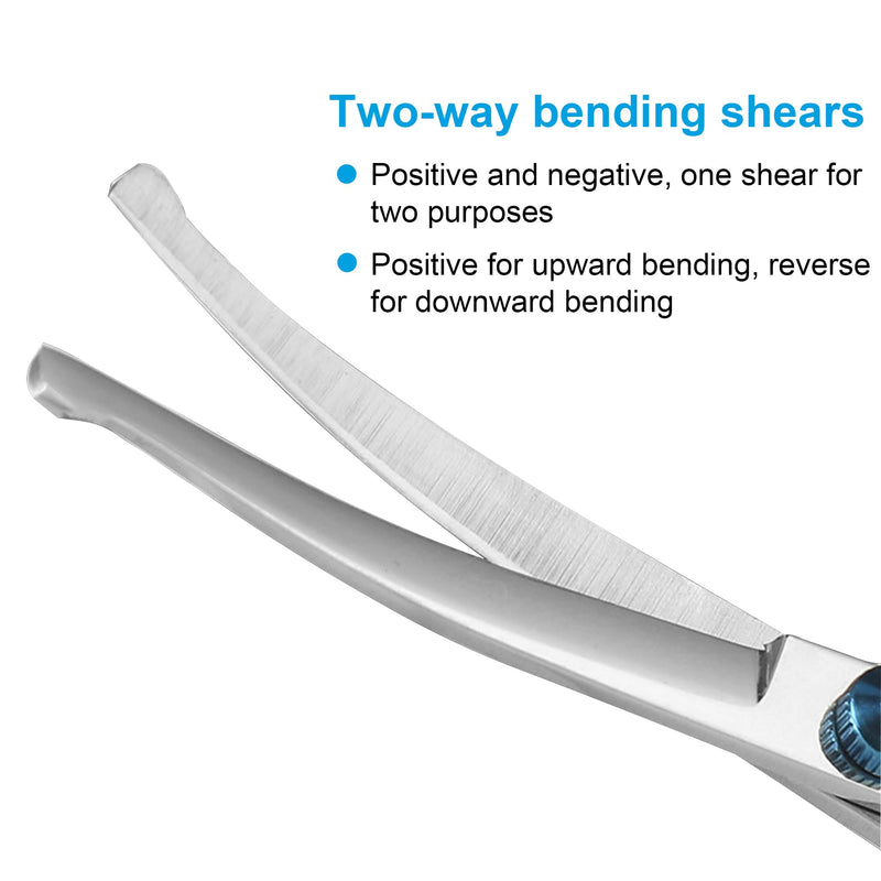 Pet Grooming Scissors, Upper Curved Pet Grooming Scissors Set with Safety Rounded Tips, 6.7-Inch, Stainless Steel, Pet Cat and Dog Hair Trimming, Professional Pet Hair Care Tool. 6 piece
