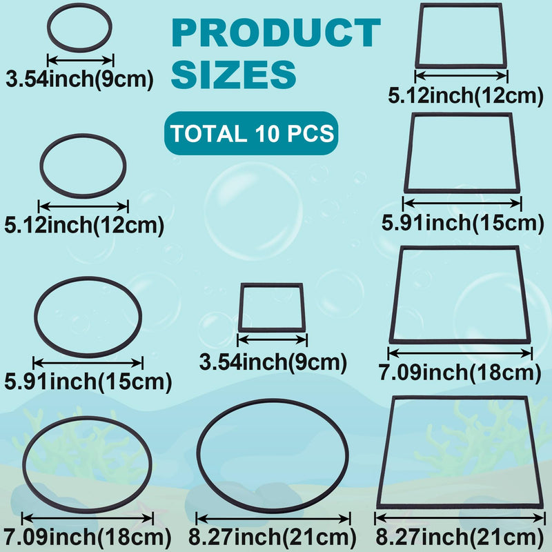 OIIKI 10 PCS Fish Feeding Rings Sets, Floating Aquarium Plant Corral, Floating Plant Rings, Oval and Square Fish Feeding Rings, Fish Tank Aquarium Accessories for Fish Tank, Floating Plants - Black black-oval,square - PawsPlanet Australia
