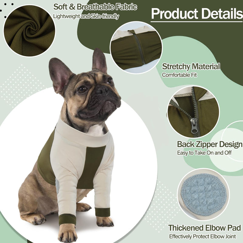 LeLePet Dog Body Suit After Surgery, Dog Front Leg Sleeve Post-Operative Wound Protection, Stretchy Medical Recovery Suit for Large Dogs, Army Green XL