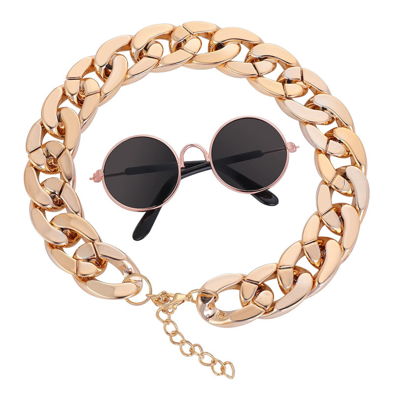 Cat Sunglasses Gold Chain Costume Decorations UV Protection Classic Retro Puppy Retro Sunglasses Faux Photo Props Rose Gold