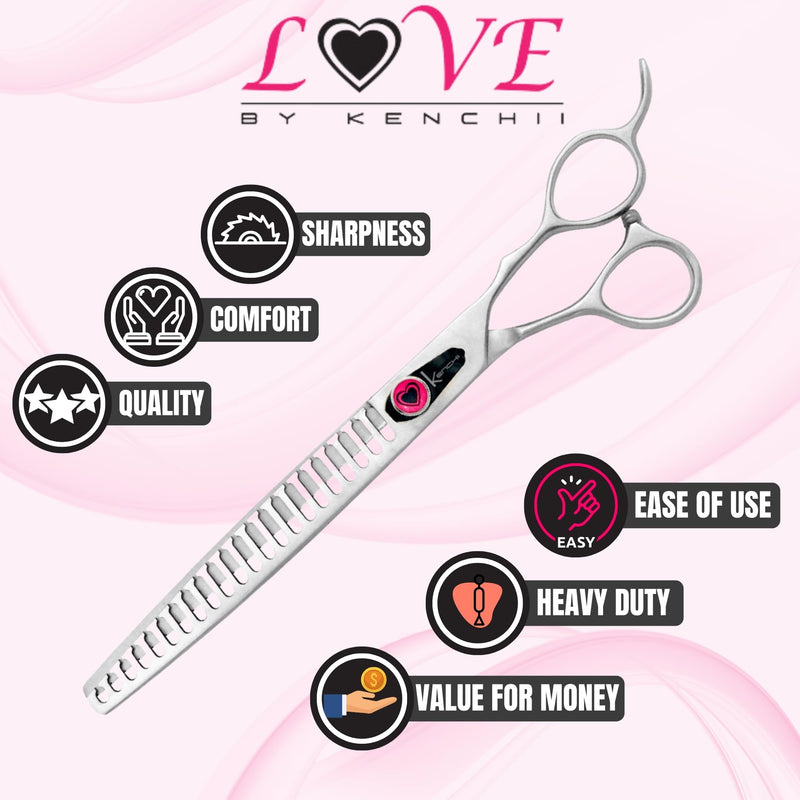 Kenchii Love Dog Grooming Scissors, 22 Tooth Blender Shears, Dog Scissors for Grooming, Professional Pet Grooming Scissors, Heavy Duty, Durable and Sharp - PawsPlanet Australia