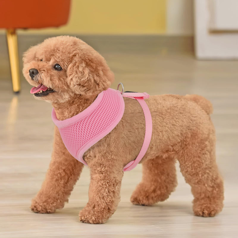 Magshion Dog Vest Harness with Adjustable Chest for Small Dog, Breathable Mesh Padded Pet Harness with with Buckles & Back D-Rings, Pet Supplies for Walking Training, No Pull No Choke, Pink, S - PawsPlanet Australia