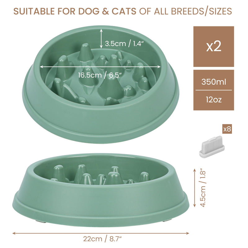 Belle Vous Slow Feeder Dog Food Bowls (2 Pack) - 350ml Dog Slow Feeder Bowls for Small-Large Dogs - Puppy & Dog Feeding Bowl Set To Slow Down Eating - PawsPlanet Australia